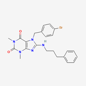 molecular formula C23H24BrN5O2 B11607785 7-(4-bromobenzyl)-1,3-dimethyl-8-[(3-phenylpropyl)amino]-3,7-dihydro-1H-purine-2,6-dione 