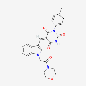 (5E)-1-(4-methylphenyl)-5-({1-[2-(morpholin-4-yl)-2-oxoethyl]-1H-indol-3-yl}methylidene)pyrimidine-2,4,6(1H,3H,5H)-trione