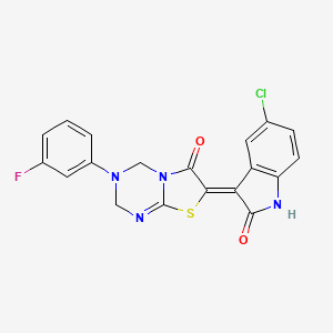 (7Z)-7-(5-chloro-2-oxo-1,2-dihydro-3H-indol-3-ylidene)-3-(3-fluorophenyl)-3,4-dihydro-2H-[1,3]thiazolo[3,2-a][1,3,5]triazin-6(7H)-one