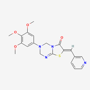 molecular formula C20H20N4O4S B11607880 (7Z)-7-(pyridin-3-ylmethylidene)-3-(3,4,5-trimethoxyphenyl)-3,4-dihydro-2H-[1,3]thiazolo[3,2-a][1,3,5]triazin-6(7H)-one 