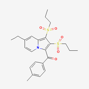 molecular formula C24H29NO5S2 B11607883 [7-Ethyl-1,2-bis(propylsulfonyl)indolizin-3-yl](4-methylphenyl)methanone 