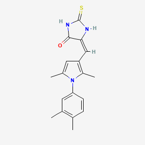 molecular formula C18H19N3OS B11607900 (5E)-5-{[1-(3,4-dimethylphenyl)-2,5-dimethyl-1H-pyrrol-3-yl]methylidene}-2-thioxoimidazolidin-4-one 