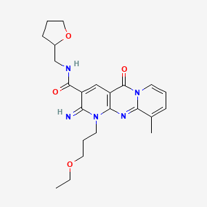 7-(3-ethoxypropyl)-6-imino-11-methyl-2-oxo-N-(oxolan-2-ylmethyl)-1,7,9-triazatricyclo[8.4.0.03,8]tetradeca-3(8),4,9,11,13-pentaene-5-carboxamide