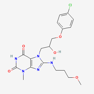 molecular formula C19H24ClN5O5 B11607958 7-[3-(4-chlorophenoxy)-2-hydroxypropyl]-8-[(3-methoxypropyl)amino]-3-methyl-3,7-dihydro-1H-purine-2,6-dione CAS No. 476479-89-7