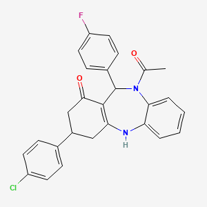 1-[3-(4-chlorophenyl)-11-(4-fluorophenyl)-1-hydroxy-2,3,4,11-tetrahydro-10H-dibenzo[b,e][1,4]diazepin-10-yl]ethanone