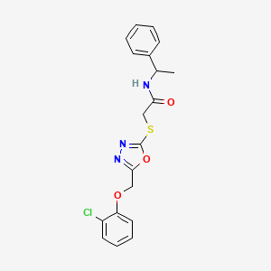 molecular formula C19H18ClN3O3S B11607985 2-({5-[(2-chlorophenoxy)methyl]-1,3,4-oxadiazol-2-yl}sulfanyl)-N-(1-phenylethyl)acetamide 