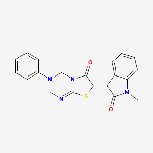 molecular formula C20H16N4O2S B11608016 (7Z)-7-(1-methyl-2-oxo-1,2-dihydro-3H-indol-3-ylidene)-3-phenyl-3,4-dihydro-2H-[1,3]thiazolo[3,2-a][1,3,5]triazin-6(7H)-one 