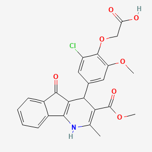 molecular formula C24H20ClNO7 B11608018 {2-chloro-6-methoxy-4-[3-(methoxycarbonyl)-2-methyl-5-oxo-4,5-dihydro-1H-indeno[1,2-b]pyridin-4-yl]phenoxy}acetic acid 