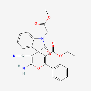 Ethyl 6'-amino-5'-cyano-1-(2-methoxy-2-oxoethyl)-2-oxo-2'-phenyl-1,2-dihydrospiro[indole-3,4'-pyran]-3'-carboxylate