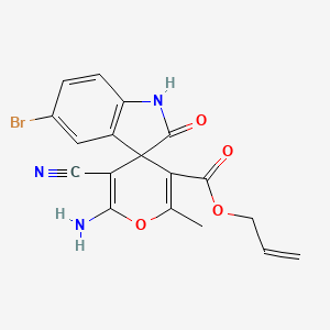 prop-2-enyl 6'-amino-5-bromo-5'-cyano-2'-methyl-2-oxospiro[1H-indole-3,4'-pyran]-3'-carboxylate