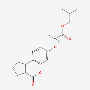 molecular formula C19H22O5 B11608057 2-Methylpropyl 2-[(4-oxo-1,2,3,4-tetrahydrocyclopenta[c]chromen-7-yl)oxy]propanoate 