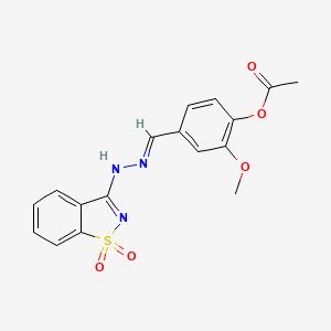 4-{(E)-[(1,1-dioxido-1,2-benzisothiazol-3-yl)hydrazono]methyl}-2-methoxyphenyl acetate