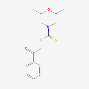 molecular formula C15H19NO2S2 B11608085 2-Oxo-2-phenylethyl 2,6-dimethylmorpholine-4-carbodithioate 