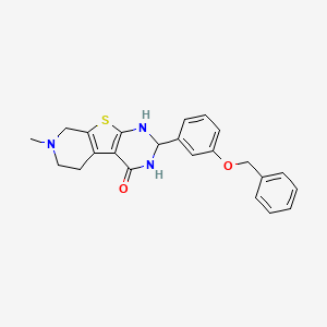 molecular formula C23H23N3O2S B11608092 11-methyl-5-(3-phenylmethoxyphenyl)-8-thia-4,6,11-triazatricyclo[7.4.0.02,7]trideca-1(9),2(7)-dien-3-one 