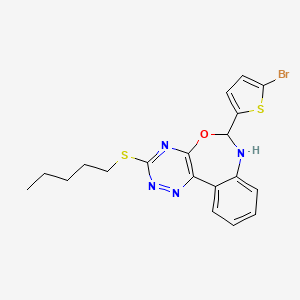 molecular formula C19H19BrN4OS2 B11608093 6-(5-Bromothiophen-2-yl)-3-(pentylsulfanyl)-6,7-dihydro[1,2,4]triazino[5,6-d][3,1]benzoxazepine 