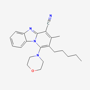 molecular formula C22H26N4O B11608094 3-Methyl-1-(4-morpholinyl)-2-pentylpyrido[1,2-a]benzimidazole-4-carbonitrile 