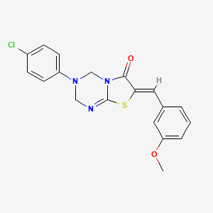 (7Z)-3-(4-chlorophenyl)-7-(3-methoxybenzylidene)-3,4-dihydro-2H-[1,3]thiazolo[3,2-a][1,3,5]triazin-6(7H)-one