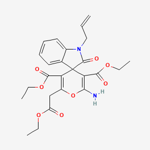 Diethyl 2'-amino-6'-(2-ethoxy-2-oxoethyl)-2-oxo-1-(prop-2-en-1-yl)-1,2-dihydrospiro[indole-3,4'-pyran]-3',5'-dicarboxylate