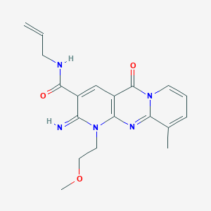 6-imino-7-(2-methoxyethyl)-11-methyl-2-oxo-N-prop-2-enyl-1,7,9-triazatricyclo[8.4.0.03,8]tetradeca-3(8),4,9,11,13-pentaene-5-carboxamide