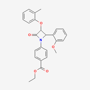 Ethyl 4-[2-(2-methoxyphenyl)-3-(2-methylphenoxy)-4-oxoazetidin-1-yl]benzoate