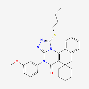 molecular formula C29H32N4O2S B11608167 1-(butylsulfanyl)-4-(3-methoxyphenyl)-4H-spiro[benzo[h][1,2,4]triazolo[4,3-a]quinazoline-6,1'-cyclohexan]-5(7H)-one 