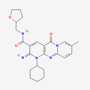 7-cyclohexyl-6-imino-13-methyl-2-oxo-N-(oxolan-2-ylmethyl)-1,7,9-triazatricyclo[8.4.0.03,8]tetradeca-3(8),4,9,11,13-pentaene-5-carboxamide