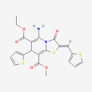 6-ethyl 8-methyl (2Z)-5-amino-3-oxo-7-(thiophen-2-yl)-2-(thiophen-2-ylmethylidene)-2,3-dihydro-7H-[1,3]thiazolo[3,2-a]pyridine-6,8-dicarboxylate