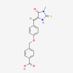 molecular formula C19H16N2O4S B11608228 4-({4-[(Z)-(1-methyl-5-oxo-2-thioxoimidazolidin-4-ylidene)methyl]phenoxy}methyl)benzoic acid 