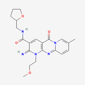 6-imino-7-(2-methoxyethyl)-13-methyl-2-oxo-N-[(oxolan-2-yl)methyl]-1,7,9-triazatricyclo[8.4.0.0^{3,8}]tetradeca-3(8),4,9,11,13-pentaene-5-carboxamide