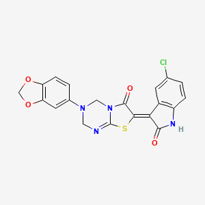 (7Z)-3-(1,3-benzodioxol-5-yl)-7-(5-chloro-2-oxo-1,2-dihydro-3H-indol-3-ylidene)-3,4-dihydro-2H-[1,3]thiazolo[3,2-a][1,3,5]triazin-6(7H)-one