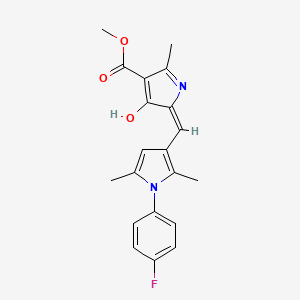 molecular formula C20H19FN2O3 B11608281 methyl (5E)-5-{[1-(4-fluorophenyl)-2,5-dimethyl-1H-pyrrol-3-yl]methylidene}-2-methyl-4-oxo-4,5-dihydro-1H-pyrrole-3-carboxylate 