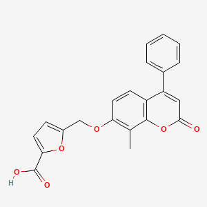 molecular formula C22H16O6 B11608291 5-(((8-methyl-2-oxo-4-phenyl-2H-chromen-7-yl)oxy)methyl)furan-2-carboxylic acid 