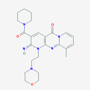 6-imino-11-methyl-7-(2-morpholin-4-ylethyl)-5-(piperidine-1-carbonyl)-1,7,9-triazatricyclo[8.4.0.03,8]tetradeca-3(8),4,9,11,13-pentaen-2-one