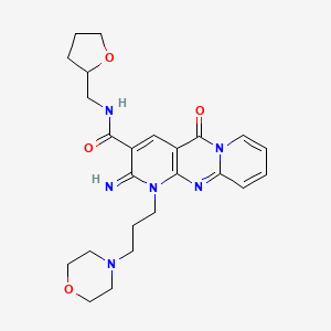 6-imino-7-(3-morpholin-4-ylpropyl)-2-oxo-N-(oxolan-2-ylmethyl)-1,7,9-triazatricyclo[8.4.0.03,8]tetradeca-3(8),4,9,11,13-pentaene-5-carboxamide