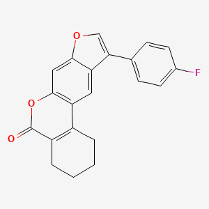 molecular formula C21H15FO3 B11608382 10-(4-fluorophenyl)-1,2,3,4-tetrahydro-5H-benzo[c]furo[3,2-g]chromen-5-one 