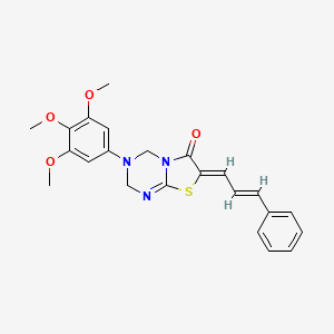 (7Z)-7-[(2E)-3-phenylprop-2-en-1-ylidene]-3-(3,4,5-trimethoxyphenyl)-3,4-dihydro-2H-[1,3]thiazolo[3,2-a][1,3,5]triazin-6(7H)-one