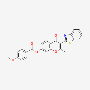 molecular formula C26H19NO5S B11608409 3-(1,3-benzothiazol-2-yl)-2,8-dimethyl-4-oxo-4H-chromen-7-yl 4-methoxybenzoate 