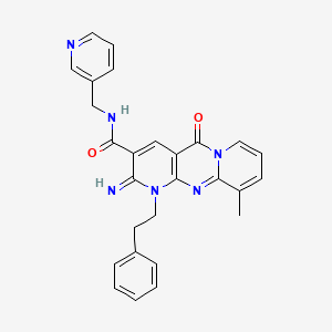 6-imino-11-methyl-2-oxo-7-(2-phenylethyl)-N-(pyridin-3-ylmethyl)-1,7,9-triazatricyclo[8.4.0.03,8]tetradeca-3(8),4,9,11,13-pentaene-5-carboxamide