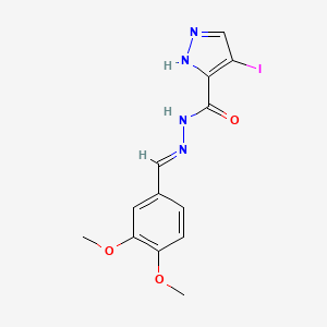 molecular formula C13H13IN4O3 B11608452 N'-[(E)-(3,4-Dimethoxyphenyl)methylidene]-4-iodo-1H-pyrazole-5-carbohydrazide 