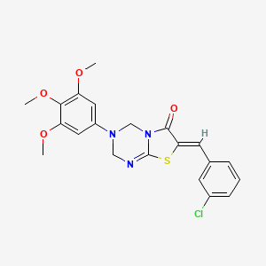 molecular formula C21H20ClN3O4S B11608456 (7Z)-7-(3-chlorobenzylidene)-3-(3,4,5-trimethoxyphenyl)-3,4-dihydro-2H-[1,3]thiazolo[3,2-a][1,3,5]triazin-6(7H)-one 