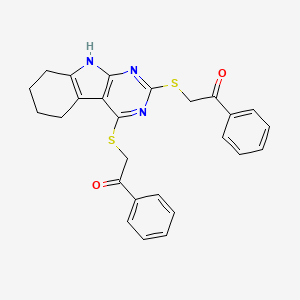 2,2'-(6,7,8,9-tetrahydro-5H-pyrimido[4,5-b]indole-2,4-diyldisulfanediyl)bis(1-phenylethanone)