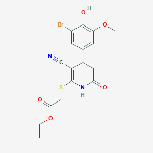 Ethyl {[4-(3-bromo-4-hydroxy-5-methoxyphenyl)-3-cyano-6-hydroxy-4,5-dihydropyridin-2-yl]sulfanyl}acetate