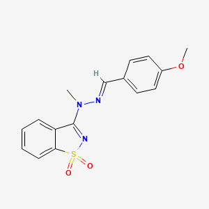 3-[(2E)-2-(4-methoxybenzylidene)-1-methylhydrazinyl]-1,2-benzothiazole 1,1-dioxide