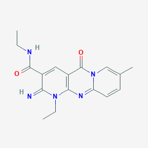 N,7-diethyl-6-imino-13-methyl-2-oxo-1,7,9-triazatricyclo[8.4.0.03,8]tetradeca-3(8),4,9,11,13-pentaene-5-carboxamide