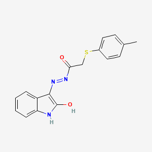 molecular formula C17H15N3O2S B11608565 2-[(4-methylphenyl)sulfanyl]-N'-[(3Z)-2-oxo-1,2-dihydro-3H-indol-3-ylidene]acetohydrazide 