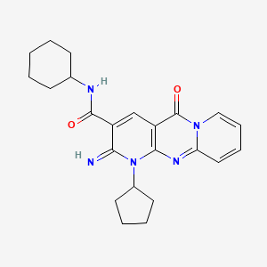 N-cyclohexyl-7-cyclopentyl-6-imino-2-oxo-1,7,9-triazatricyclo[8.4.0.0^{3,8}]tetradeca-3(8),4,9,11,13-pentaene-5-carboxamide