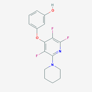 molecular formula C16H15F3N2O2 B11608577 3-{[2,3,5-Trifluoro-6-(piperidin-1-YL)pyridin-4-YL]oxy}phenol 