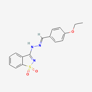 molecular formula C16H15N3O3S B11608626 3-[(2E)-2-(4-ethoxybenzylidene)hydrazinyl]-1,2-benzothiazole 1,1-dioxide 