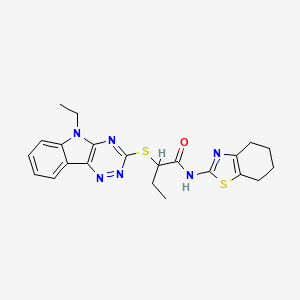 2-[(5-ethyl-5H-[1,2,4]triazino[5,6-b]indol-3-yl)sulfanyl]-N-(4,5,6,7-tetrahydro-1,3-benzothiazol-2-yl)butanamide