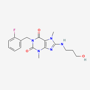 1-(2-fluorobenzyl)-8-[(3-hydroxypropyl)amino]-3,7-dimethyl-3,7-dihydro-1H-purine-2,6-dione